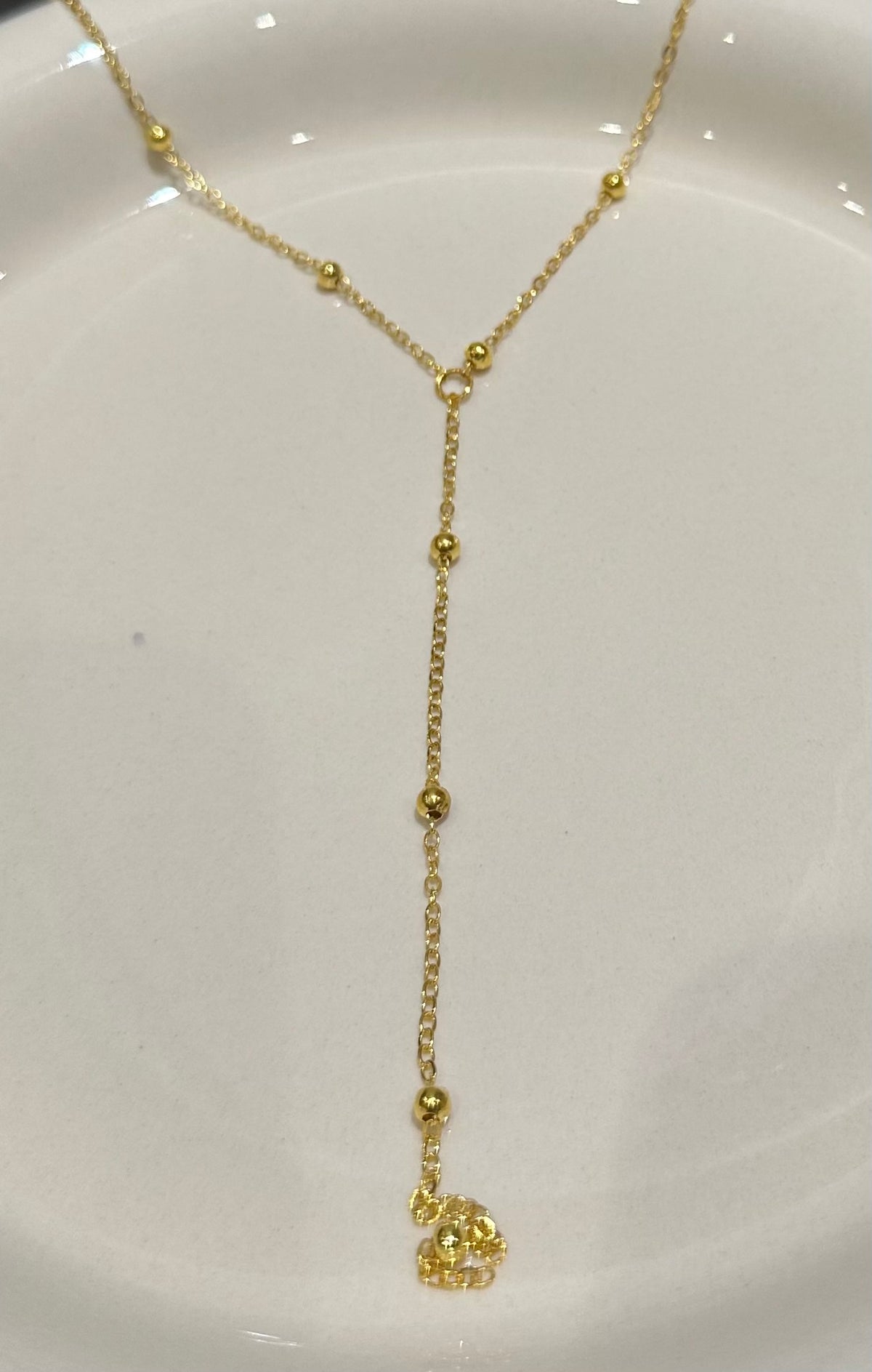 Layered Lariat Kette Gold – Y-Kette mit Kugeln, Doppelreihig